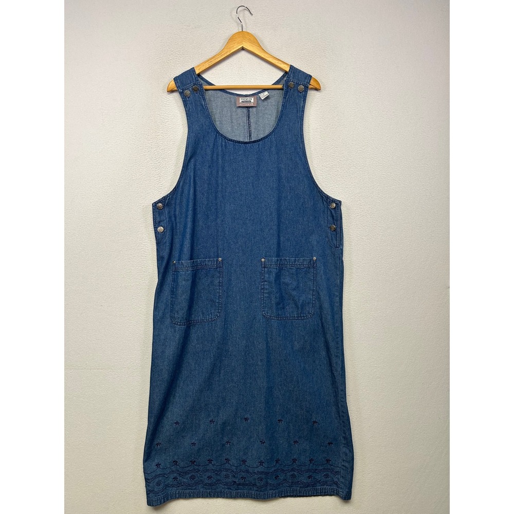 Premier International Cottagecore Womens XL Blue Denim Embroidered Jumper Dress